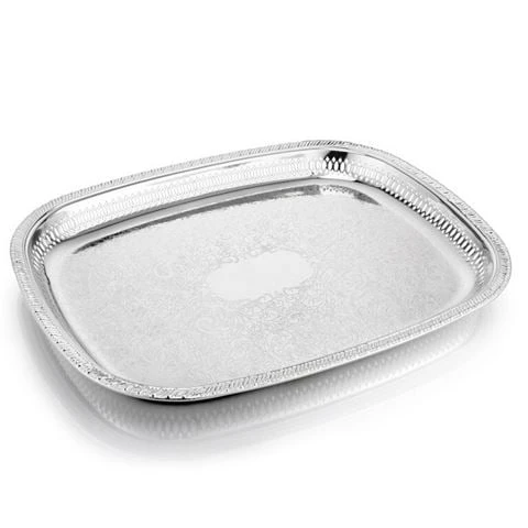 Whitehill - Silver Plated Rectangular Gallery Tray 45x34cm 3 Whitehill - Silver Plated Rectangular Gallery Tray 45x34cm