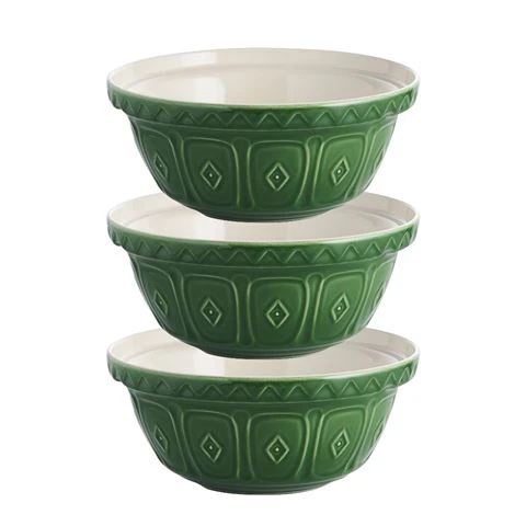 Mason Cash - Earthenware Mixing Bowl Green 29cm Set 3pce 3 Mason Cash - Earthenware Mixing Bowl Green 29cm Set 3pce
