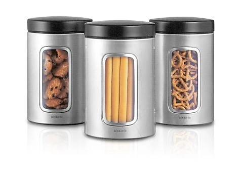 Brabantia - Canister Matte Steel Set 3pce 3 Brabantia - Canister Matte Steel Set 3pce