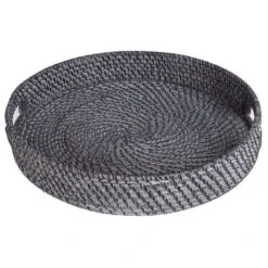Rattan - Tray Round Large Blackwash