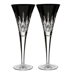 Waterford - Lismore Black Toasting Flute Pair