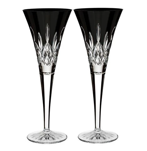 Waterford - Lismore Black Toasting Flute Pair 3 Waterford - Lismore Black Toasting Flute Pair