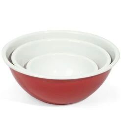 Falcon - Enamel Mixing Bowl Set Deluxe Red/White 3pce