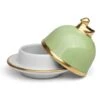 Limoges - Legle Pastel Green Butter Dish Gold Rim -Kitchen Supplies 701260 Large
